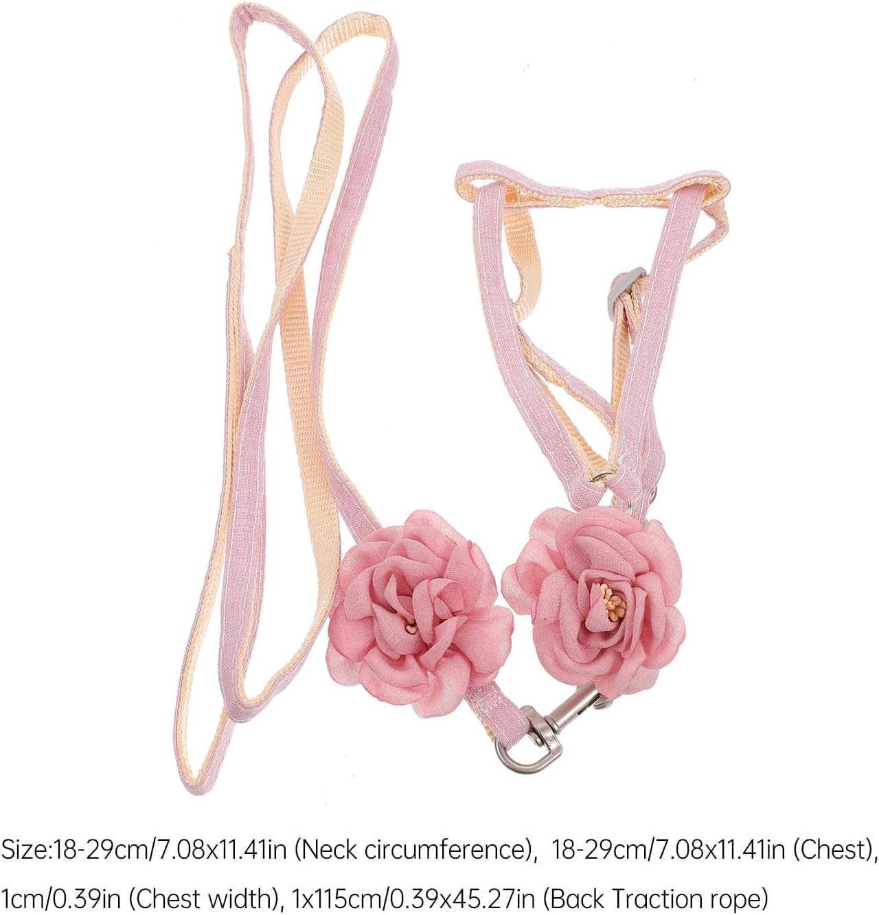 ERINGOGO Cat Harness and Leash Adjustable Cotton Linen Traction Rope 1.0Cm Light Pink Breathable Outdoor Walking Strap for Cats and Kittens