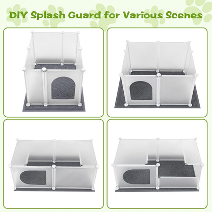 Large Cat Litter Box Cover Enclosure with Waterproof Splash Guard, Litter Mat(L33×W23), Row-Hook, DIY Shield, Safe Material, Easy Install & Clean,Privacy Screen for Most Litter Boxes,27'' × 21'' ×17''