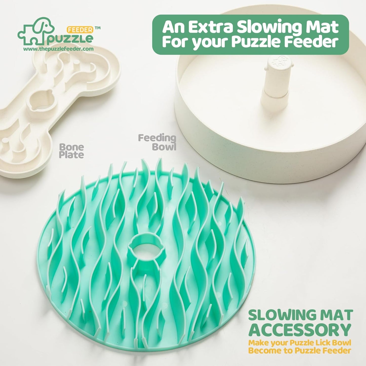 Puzzle Feeder Insert, Transform Your Dog's Bowl to Slow Feeder, 6 Cup 9.8 Inch Green