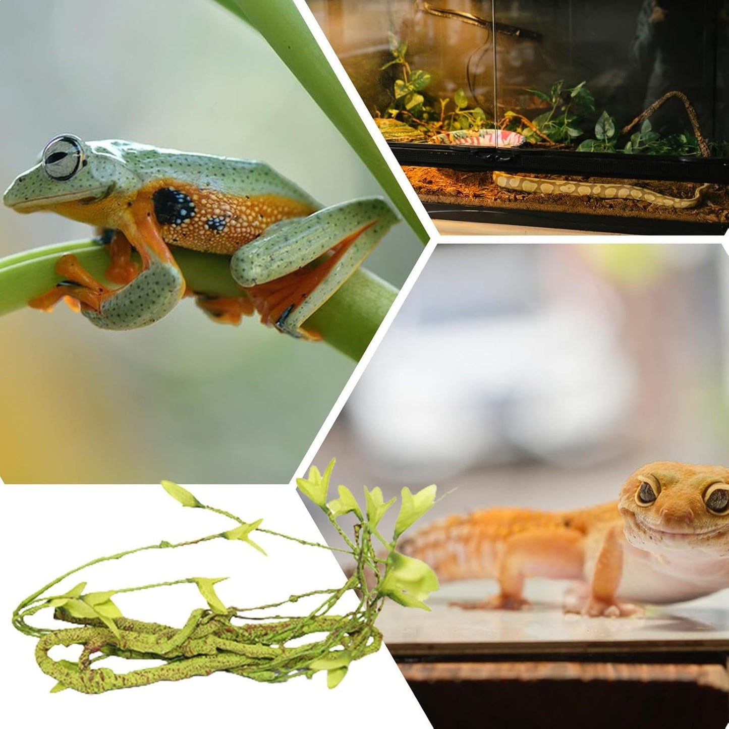 Reptile Vines For Terrarium, Reptile Plants For Terrarium, Fake Natural Enrichment Hides Plants Vines For Leopard Gecko Chameleon Turtle Hermit Crab