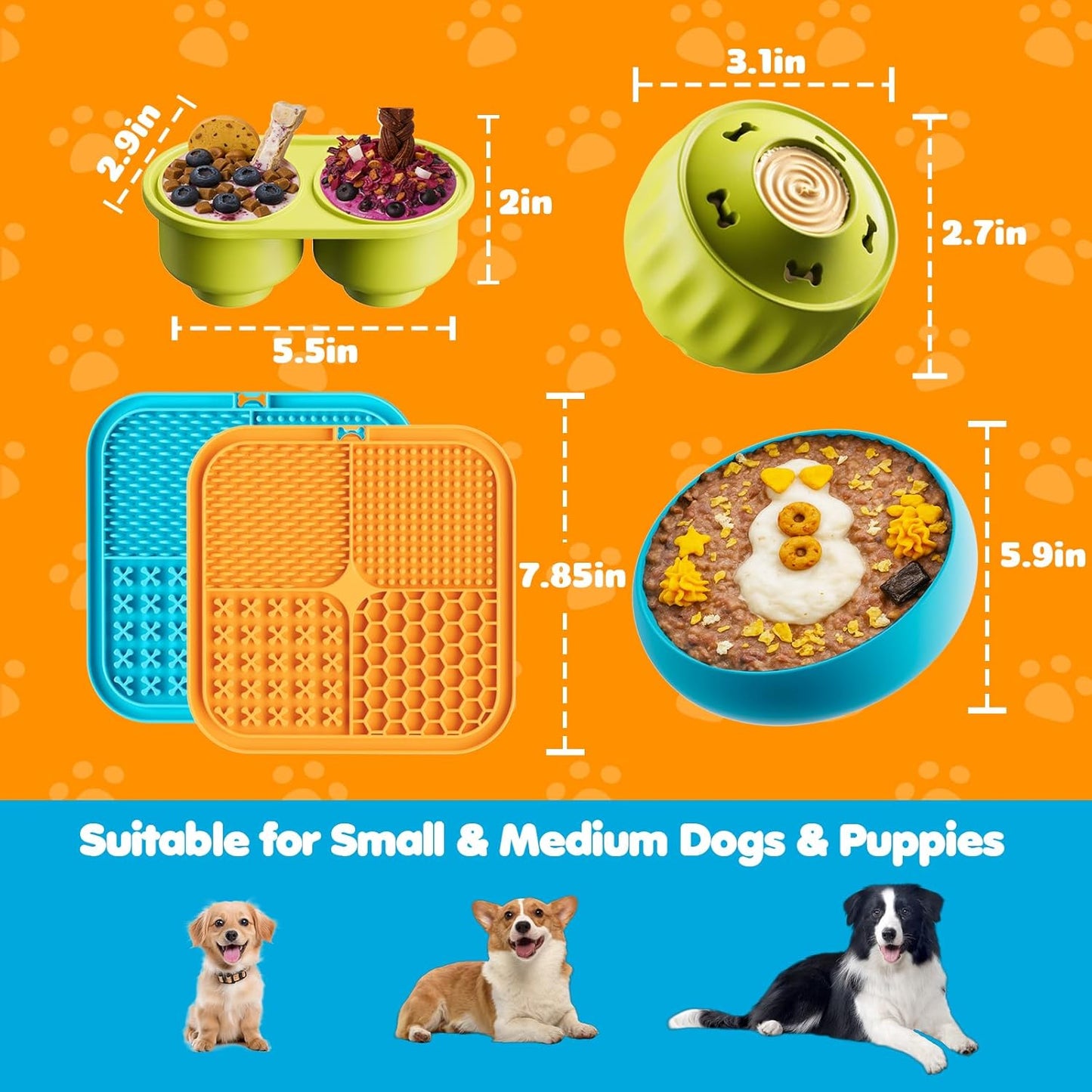 6-in-1 Dog Enrichment Toys Set - Lick Mat, Ball & Bowl with Peanut Butter, Frozen Treat Cognitive Dog Toys for Anxiety Relief & Mental Stimulation | Slow Feeding for Small/Medium Dogs & Puppies