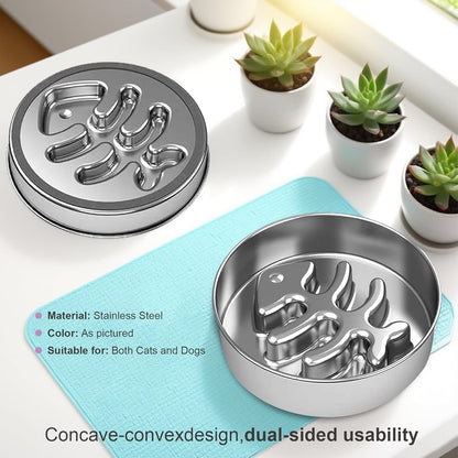 Stainless Steel Slow Feeder Dog Bowl, 304 Grade MetalPet Food Bowl, Teddy Cat Design Insert, HealthyFeeding Solution for Dogs, Cats