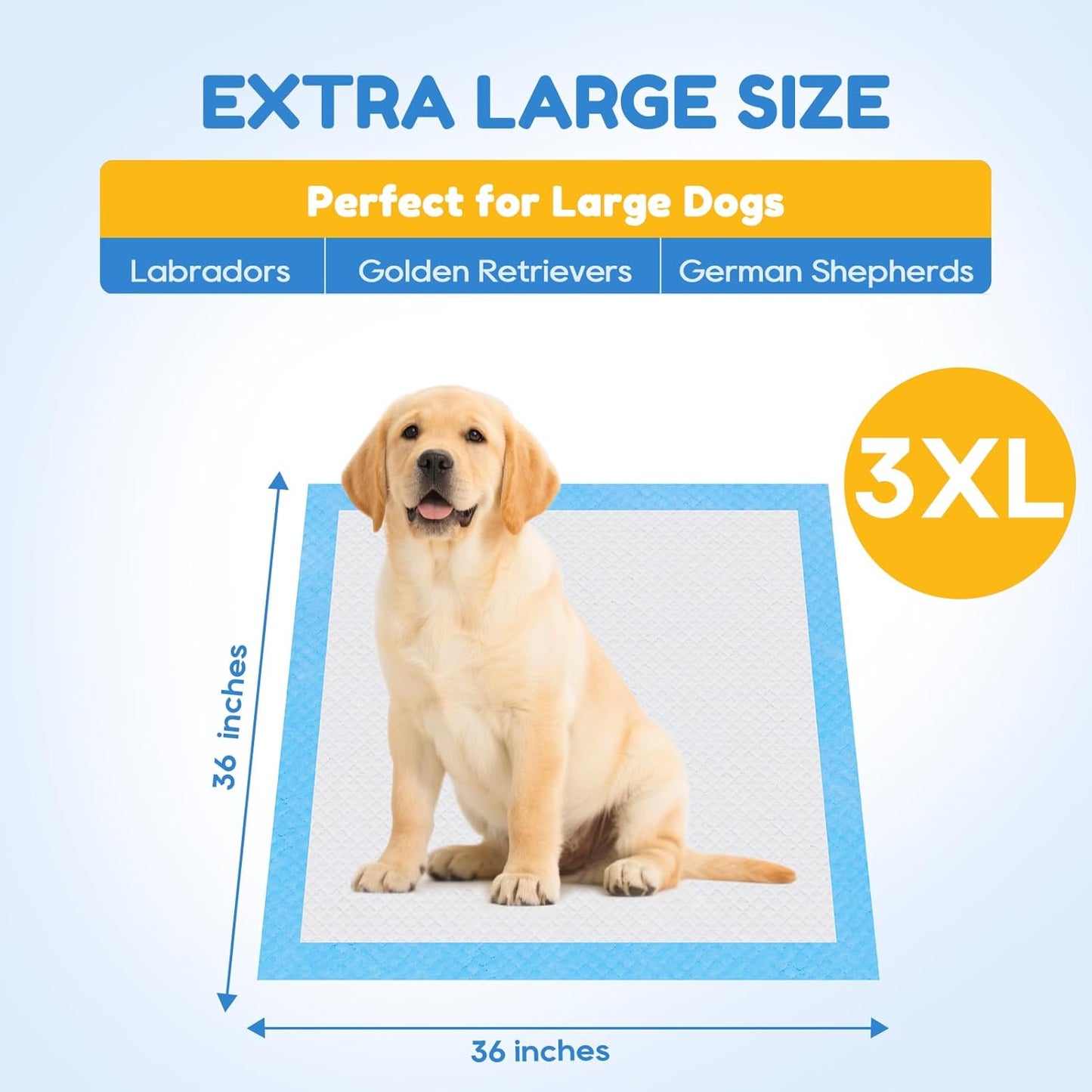30 Count-36" x 36" XXXL Pee Pads for Dogs, Extra Large Puppy Pads, Super Absorbent Disposable Dog Training Pads, Quick Drying, Leak-Proof, Ultra Thick Potty Pads for Dogs, Puppies, Doggie, Cats