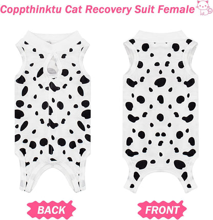 Coppthinktu Cat Recovery Suit Female Cats Onesie for Cats, Breathable Cat Surgery Suit for Surgical Abdominal Wounds Skin Diseases, Cute Kitten Spay Recovery Suit E-Collar Alternative Anti Licking