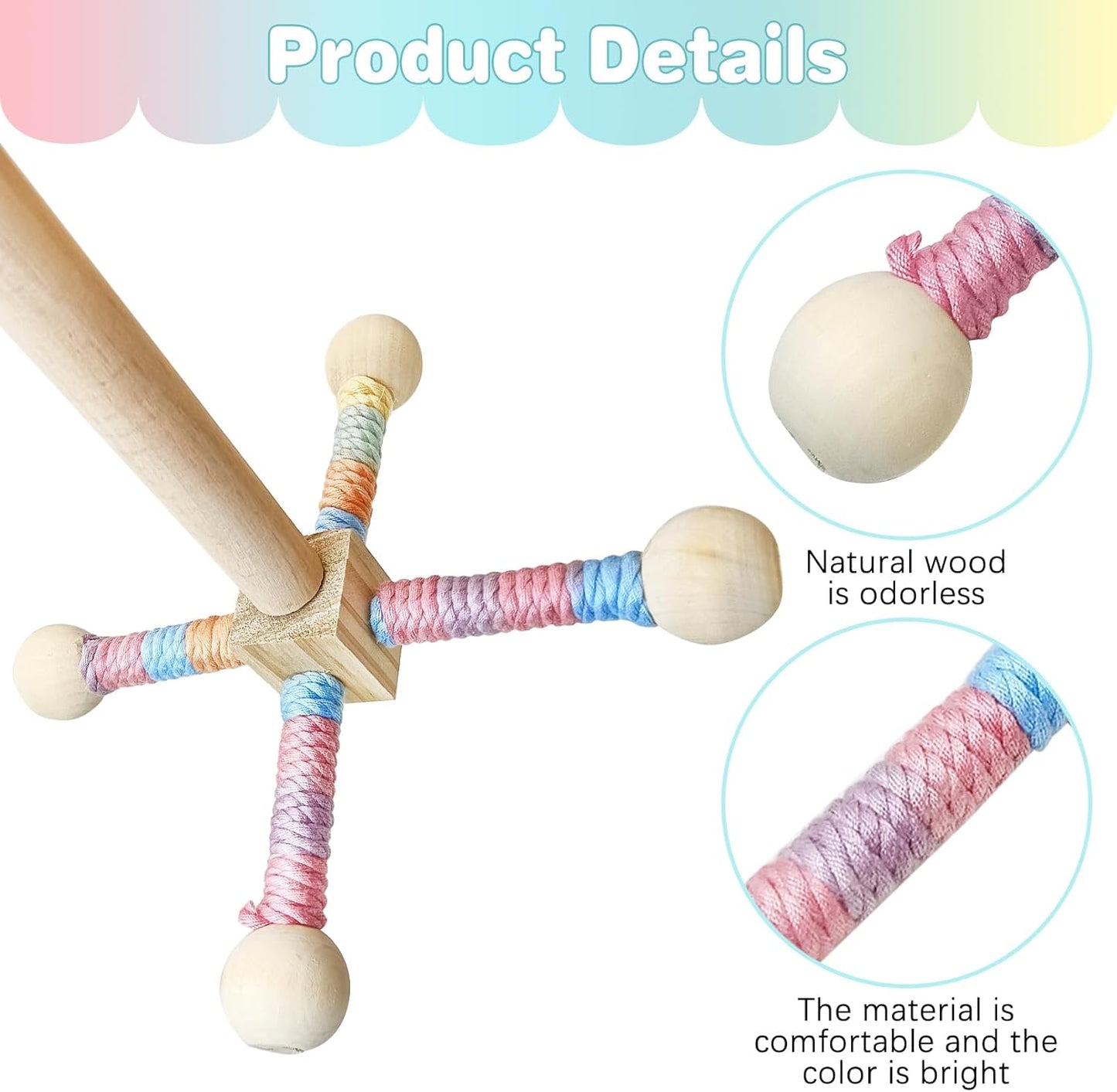 BNOSDM Wooden Long Bird Ladders and 3Pcs Bird Rope Perch Toys for Parrot