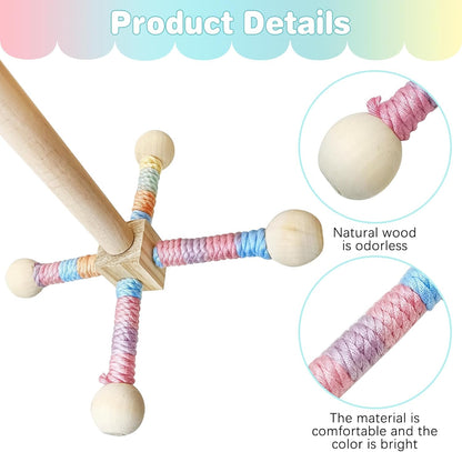 BNOSDM Wooden Long Bird Ladders and 3Pcs Bird Rope Perch Toys for Parrot