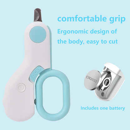 Dog & Cat Pets Nail Clippers and Trimmers, LED Nail Clippers with Light, Precision Angled Blades & Steady Grip, Rofessional Grooming Tool for Pets (Blue)