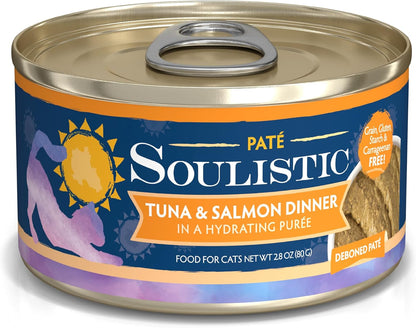 Soulistic Paté, Tuna and Salmon Dinner in a Hydrating Purée, 2.8oz Can, Pack of 12
