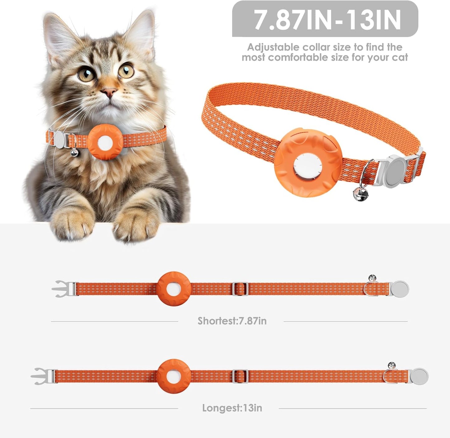 Cat GPS Tracker, Smart Cat GPS Tracker Compatible with Apple Find My App (Only iOS), No Monthly Fee, Waterproof, Breakaway Collar Included