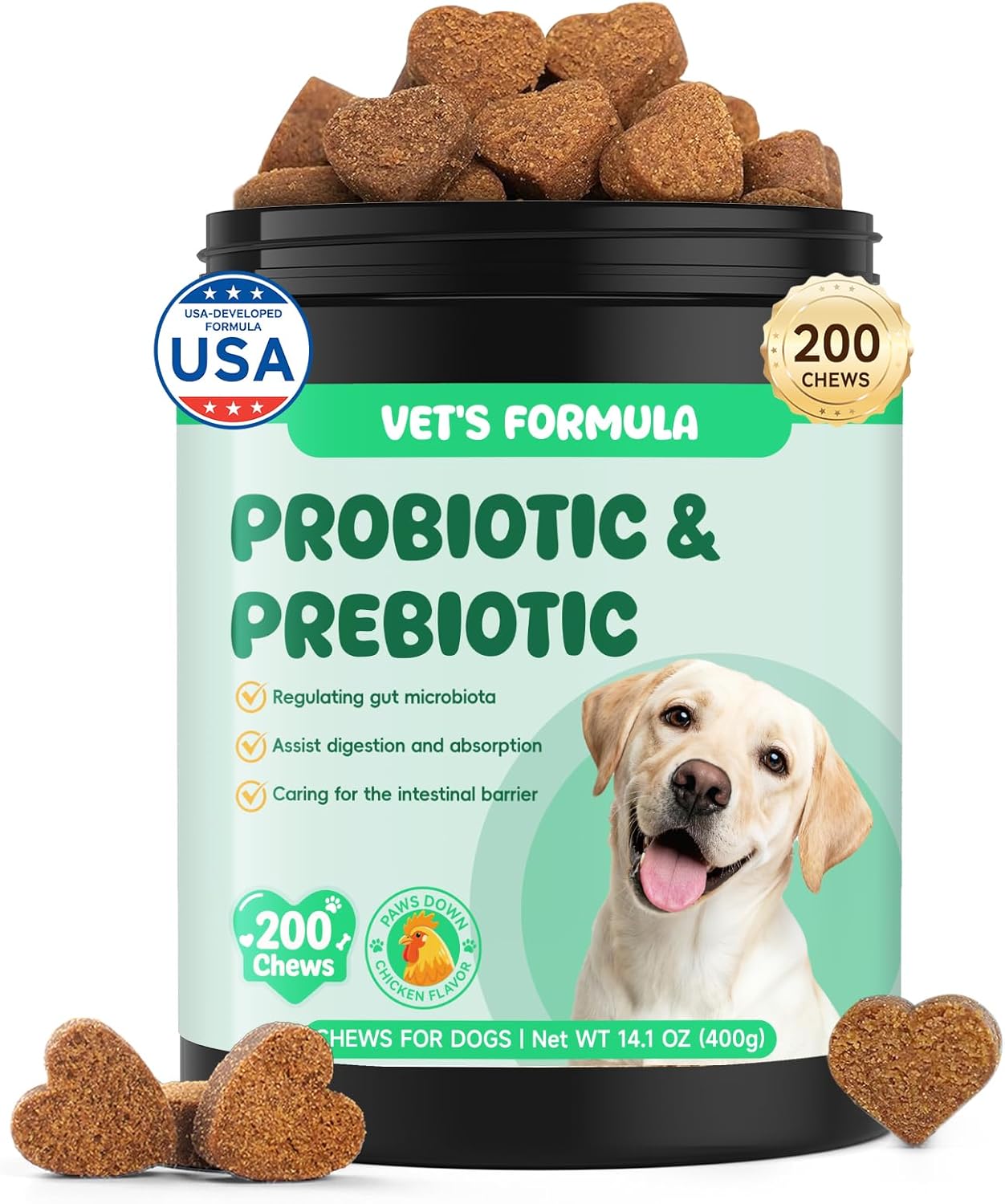 200 PCS Probiotics for Dogs - Digestive Enzymes & Prebiotics for Gut Health, Probiotic Dog Chews Diarrhea Relief & Gas Treatment, Pumpkin Formula for Sensitive Stomachs & Itchy Skin Support