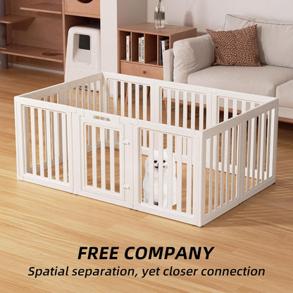 Clear Dog Play Pen,Pet Playpen with Door,Easy to Clean and Install Puppy pens for Both Indoor and Outdoor use (White, 23.6" Height, 8)