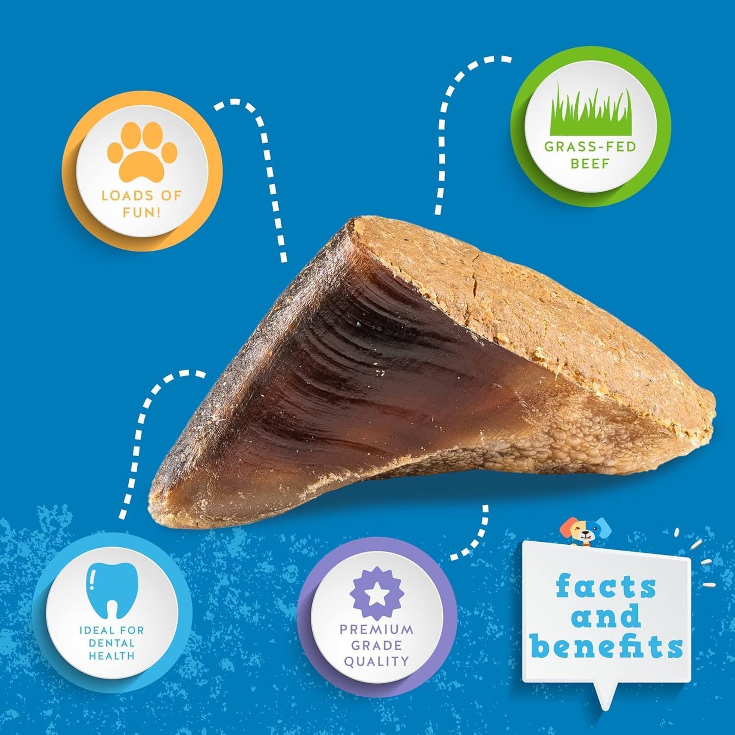 Jack&Pup Filled Cow Hooves for Dogs, Cow Hoofs for Dogs, Natural Dog Chews, Stuffed Bones (Peanut Butter Flavor) 1 Pack