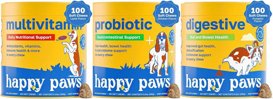 Everyday Pup Pack – Dog Multivitamin, Probiotic & Digestive Support Bundle – 3-in-1 Soft Chews for Dogs – Gut Health, Immunity, Skin & Joint Care – Natural, Vegan, Non-GMO