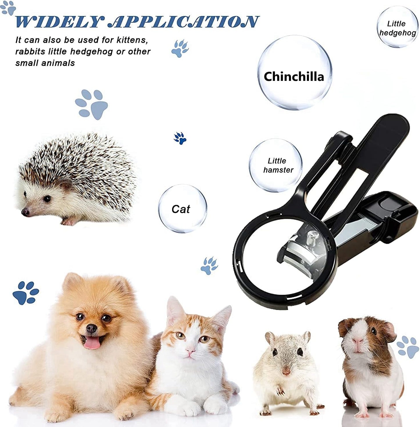Guinea Pig Nail Clippers with Magnifying Glass Stainless Steel Claw Toenail Trimmer for Small Animal Hedgehog Rabbit Hamster Ferret Hamsters Chinchilla Sugar Glider Pet Grooming Supplies (Black)
