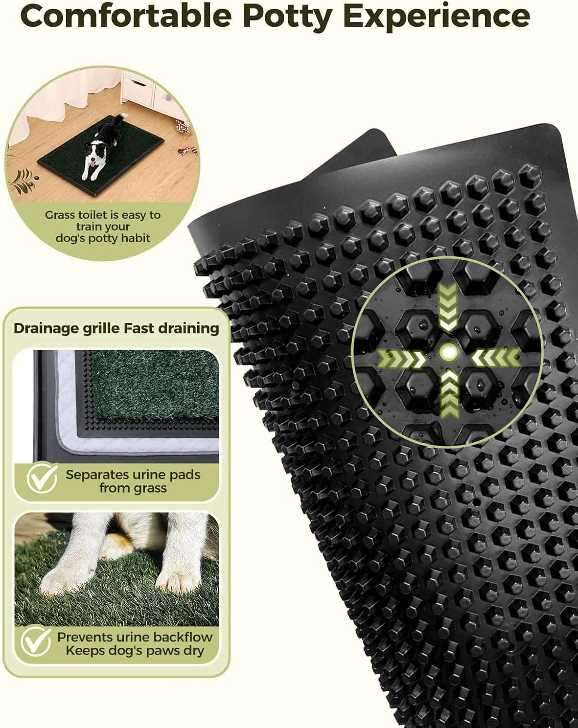 Dog Grass Pad with Tray, 35"x23" Grass Pad for Dogs Potty with 2pcs Artificial Grass, Indoor Dog Litter Box for Balcony Apartment, Realistic, Washable, Less Odor