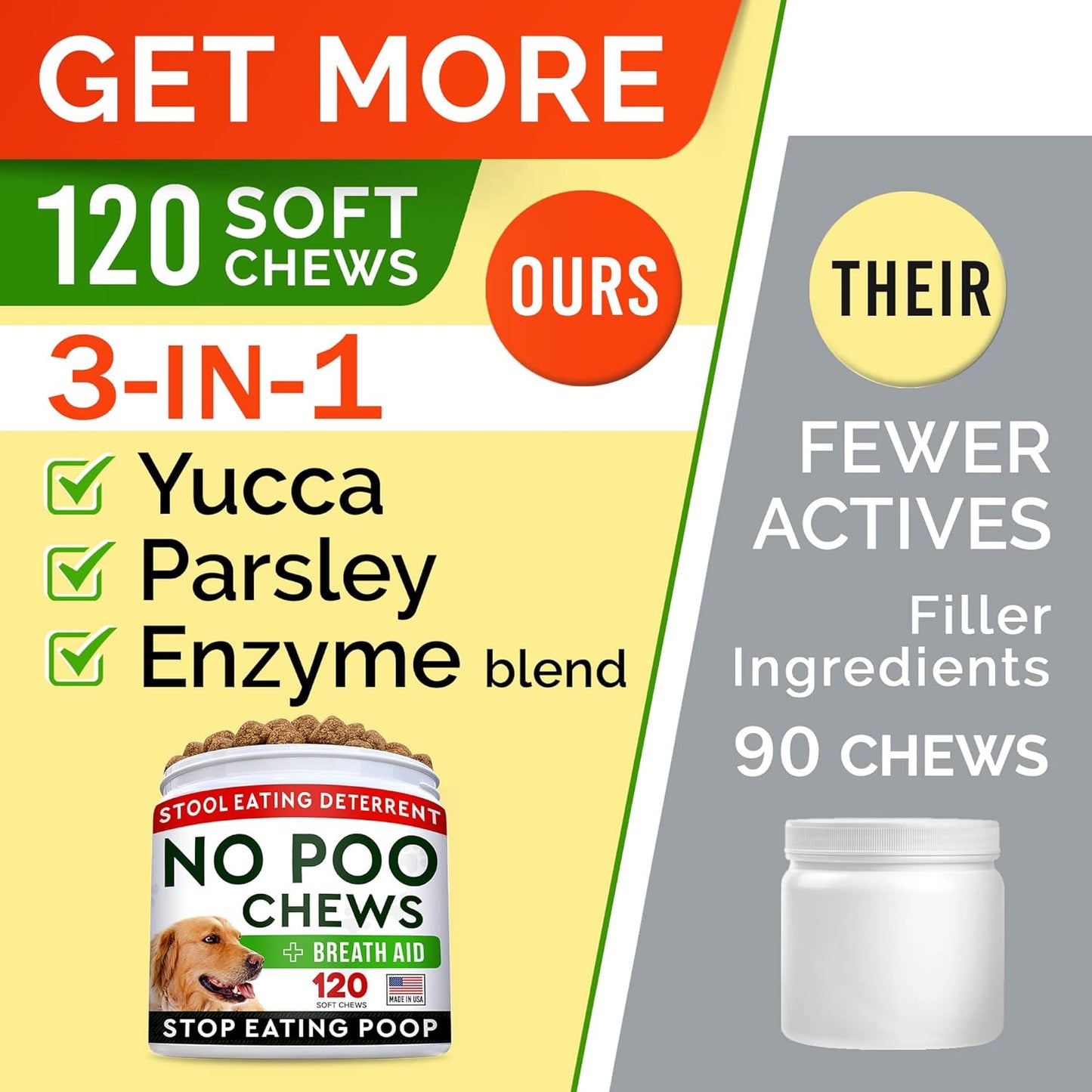 No Poo + Pumpkin for Dogs Bundle - Coprophagia Stool Eating Deterrent + Upset Stomach - Probiotics&Digestive Enzymes + Pure Pumpkin Powder - Stop Eating Poop + Digestion - 120ct + 8.1oz - Made in USA