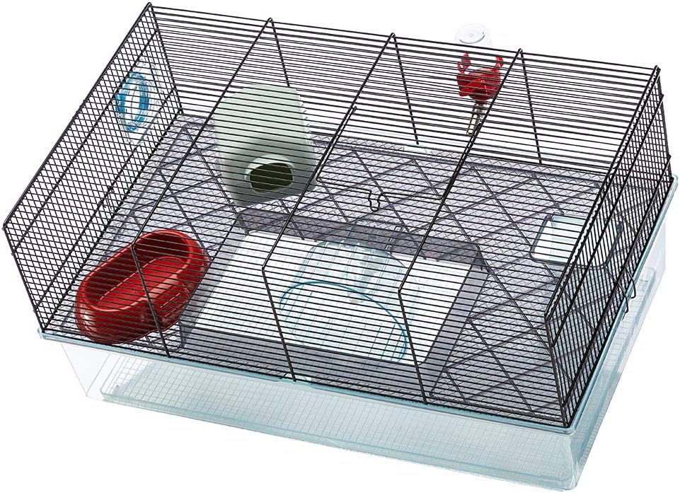 Ferplast Favola Hamster Cage Includes Free Water Bottle, Exercise Wheel, Food Dish & Hamster Hide-Out Large Hamster Cage Measures 23.6L x 14.4W x 11.8H-Inches