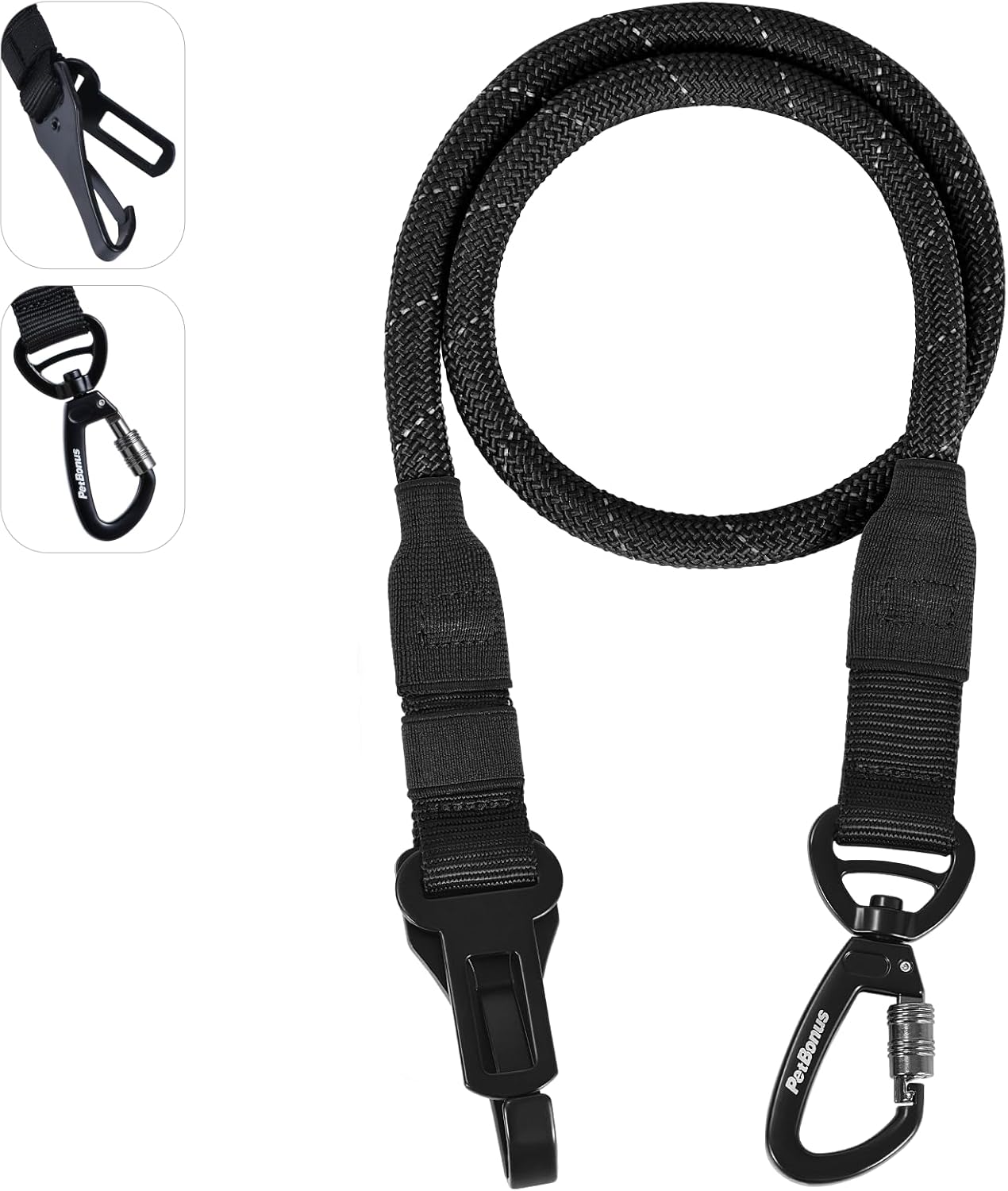 PetBonus No Tangle Double Dog Leash and Dog Seat Belt for Car