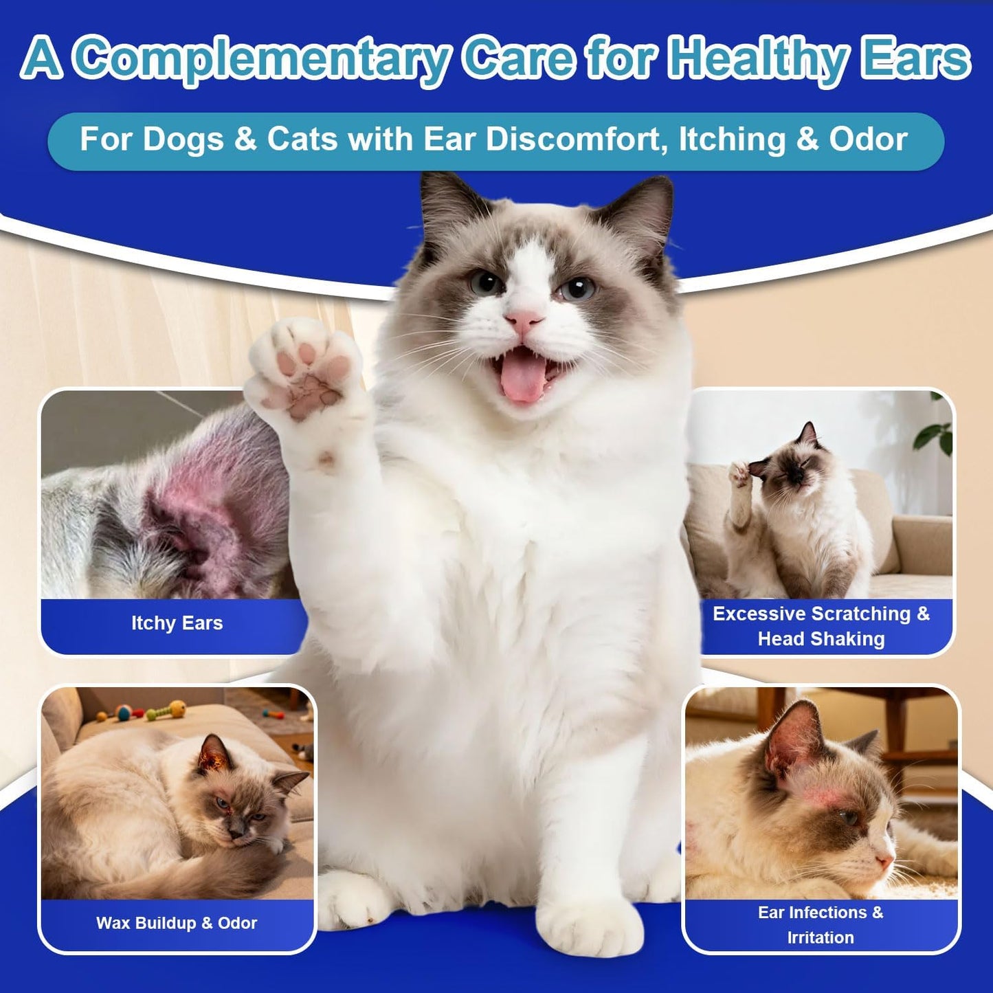 Dog Ear Cleaner Solution– Soft Nozzle Ear Treatment for Dogs & Cats, Gently Remove Ear Wax & Debris, Soothe Ear Itching & inflammation, Odor Pet Ear Wash with Aloe Vera & Persimmon – 4.06 fl oz