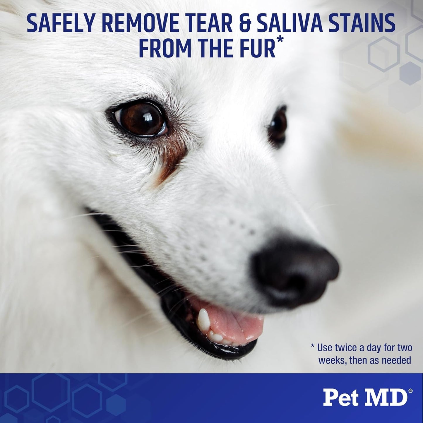Pet MD Dog Tear Stain Remover Wipes - Cat and Dog Eye Wipes for Discharge and Crust - Pet Eye Wipes for Dogs - 60 ct