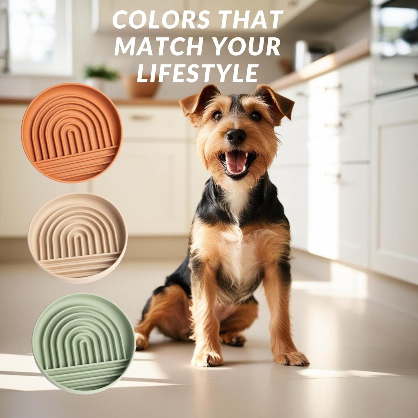 Modern Rainbow Pet Slow Feeder Bowl, Silicone Slow Feeder for Dogs & Puppies, Slow Eating, Modern Lick Mat Design, Reduces Gulping, Dishwasher Fit, for All Breed, Durable Mealtime Puzzle (Sky)