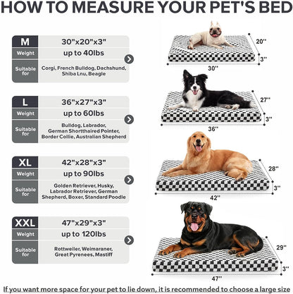 JOEJOY Orthopedic Dog Bed for Large Dogs, Memory Foam Pet Bed with Removable Washable Cover, Cozy Plush Crate Mat, 47×29", Grey