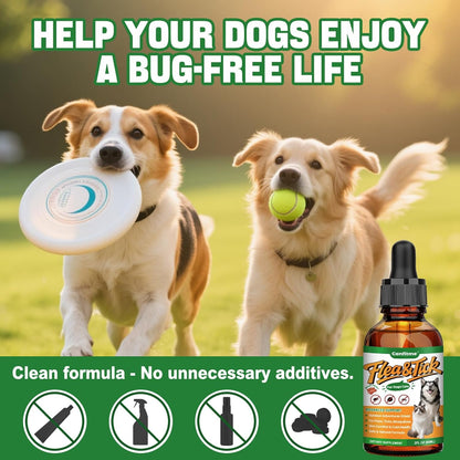 Natural Oral Flea and Tick Prevention for Dogs and Cats, Bacon Flavor Liquid Drops with Multivitamin-Flea and Tick Treatment and Defense Supplement for Pets of All Breeds and Ages