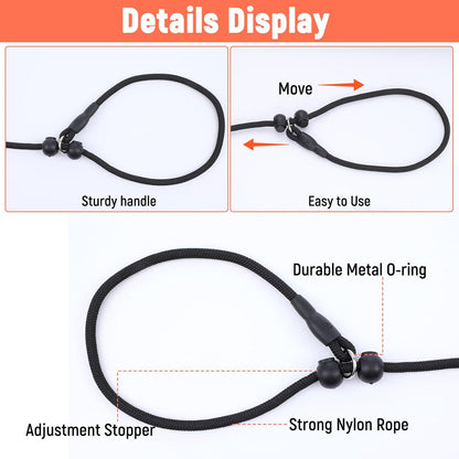 78 Inch Slip Lead Heavy Duty Dog Leash - No Pull Training Leash - Nylon Dog Slip Lead with Adjustable Loop for Small Medium Dogs