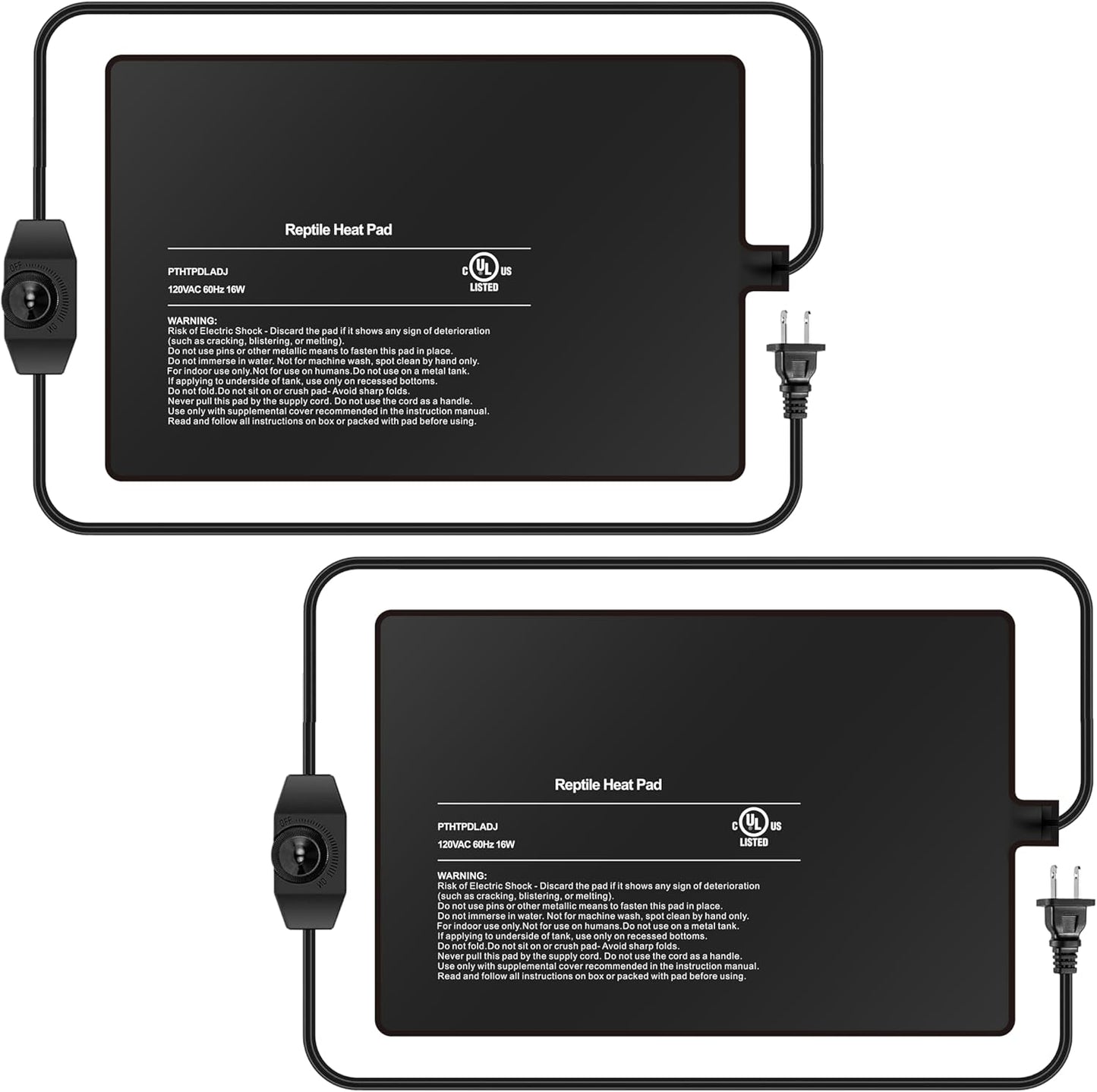 8x12 Inch Reptile Heating Pad with Temperature Controller Waterproof Under Tank Adjustable Terrarium Heat Mats for Reptiles, Amphibians & Small Pets, 2 Pack