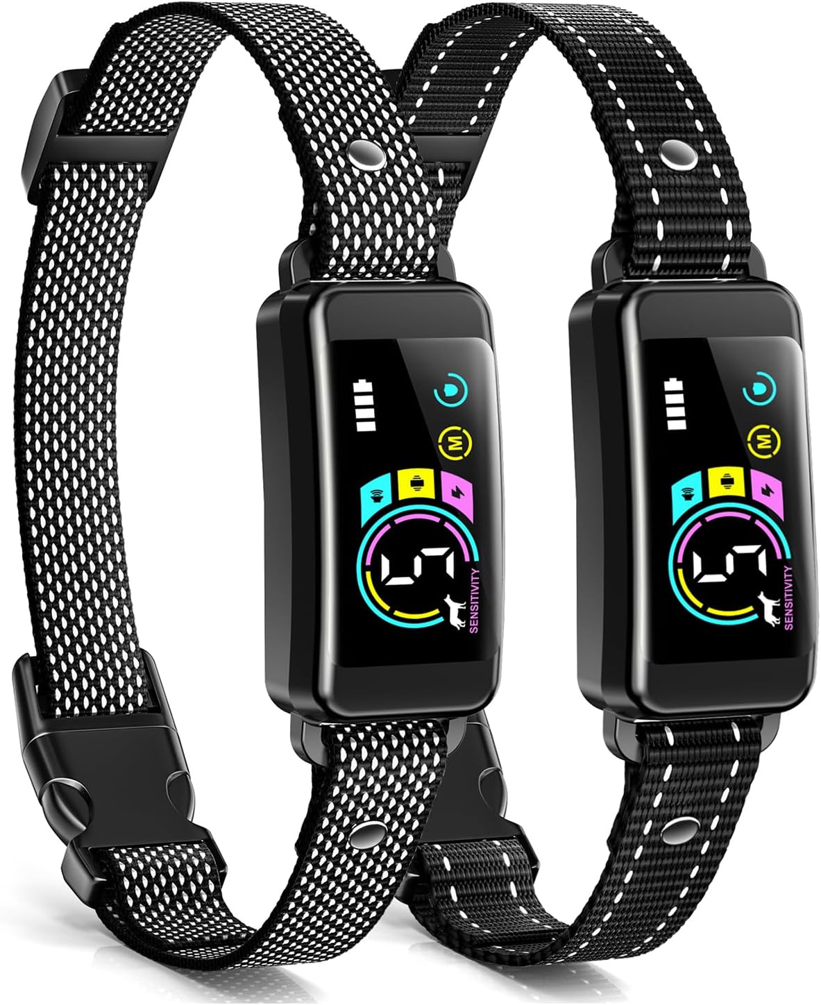 Bark Collar 2 Pack, Dog Bark Collar for Large Medium Small Dogs, Rechargeable Anti Barking Training Collar with Beep Vibration, Smart Collar with 5 Adjustable Sensitivity