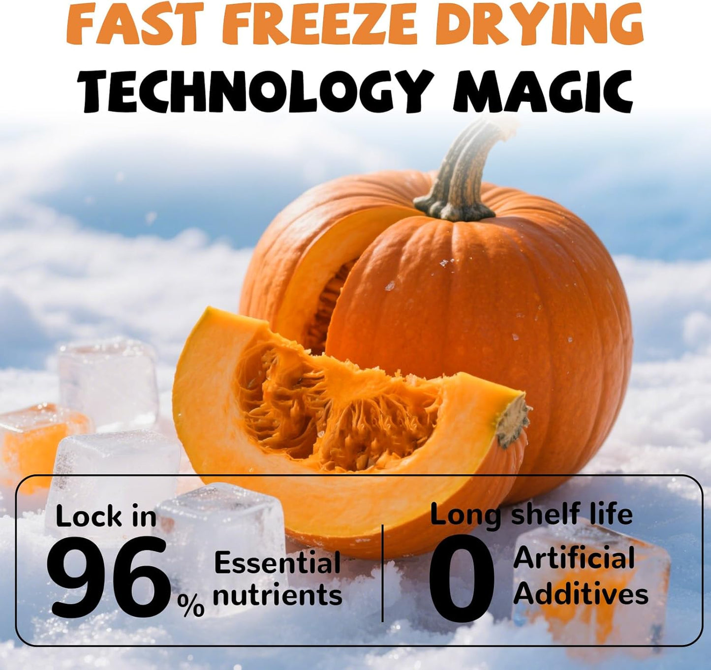 PAWUP Freeze-Dried Pumpkin Treats for Dogs & Cats – High Fiber, Single Ingredient Natural Snacks for Digestion & Gut Health, Healthy Food Toppers, 1.58 oz