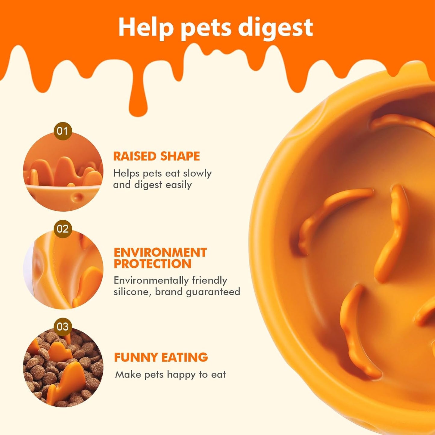 Silicone Slow Feeder Dog Bowls & Cat Bowls, 2 Cups Small Pet Food Bowl with Non-Slip Suction Base, Food-Grade Safe Puzzle Feeder for Small & Medium Dogs & Indoor Cats - Dishwasher & Microwave Safe