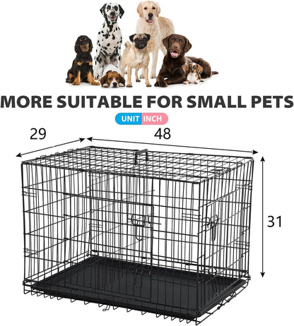 BestPet | Dog Crate | 48" | Black | Foldable Metal Kennel with Double Doors, Secure Slide-Bolt Latches, Leakproof Tray | Portable Dog Cage for Large Breeds | for Travel, Indoor & Outdoor Use