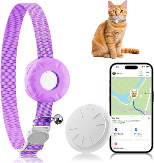 Cat GPS Tracker, Smart Cat Tracker Compatible with Apple Find My App (Only iOS), No Monthly Fee, Waterproof