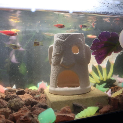 WishLotus Aquarium Cave Ornament, Silence Mask Fish Tank Decorations Hideout Ceramics Aquarium Caves and Hides for Fish Small Playing Breeding and Hiding (B)