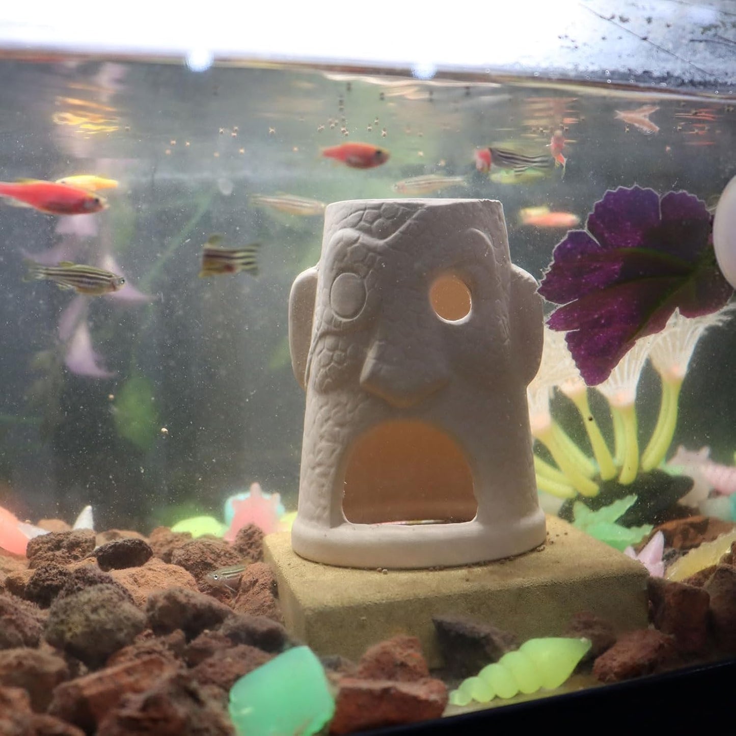 WishLotus Aquarium Cave Ornament, Silence Mask Fish Tank Decorations Hideout Ceramics Aquarium Caves and Hides for Fish Small Playing Breeding and Hiding (B)