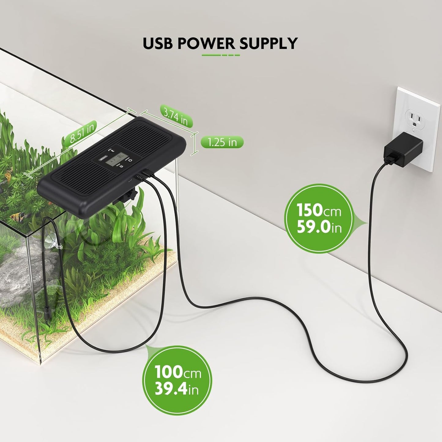 PAIZOO Aquarium Chiller Fan, Fish Tank Cooling Fans Aquarium Cooler with Temperature Probe & LCD Display, Auto Temperature Control & 3 Speed Modes Axolotl Cooler, 6.4W