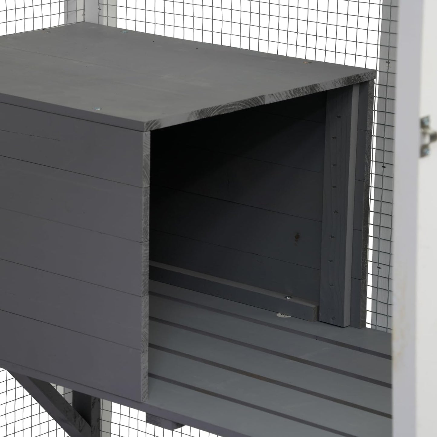 Wooden Outdoor Cat Cage with Asphalt Roof,Cat House with Jump Platforms and Sleeping Nook, Weatherproof Cat Enclosure for Indoor/Outdoor Use, Stylish & Spacious Design,70" L x 37" W x 71" H White