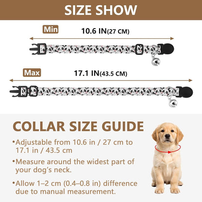 Panda Cute Black White Animal Dog Collar with Metal Bell Adjustable Soft Pet Collars for Small Dogs Cats, 2 Pcs