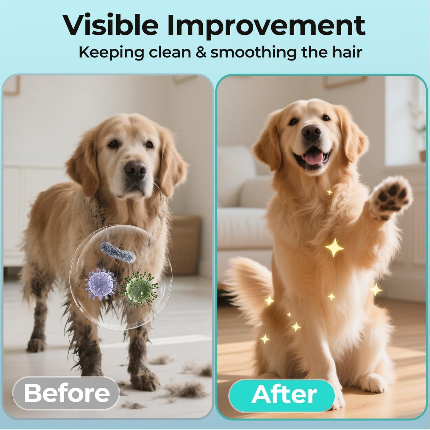 Pet Glove Wipes for Dogs and Cats - Dog Washing Gloves, Cat Bathing Wipes, Individually Wrapped, Moisture-Rich Thickened, Cleaning & Deodorizing, Hypoallergenic, Rinse Free for Grooming and Travel