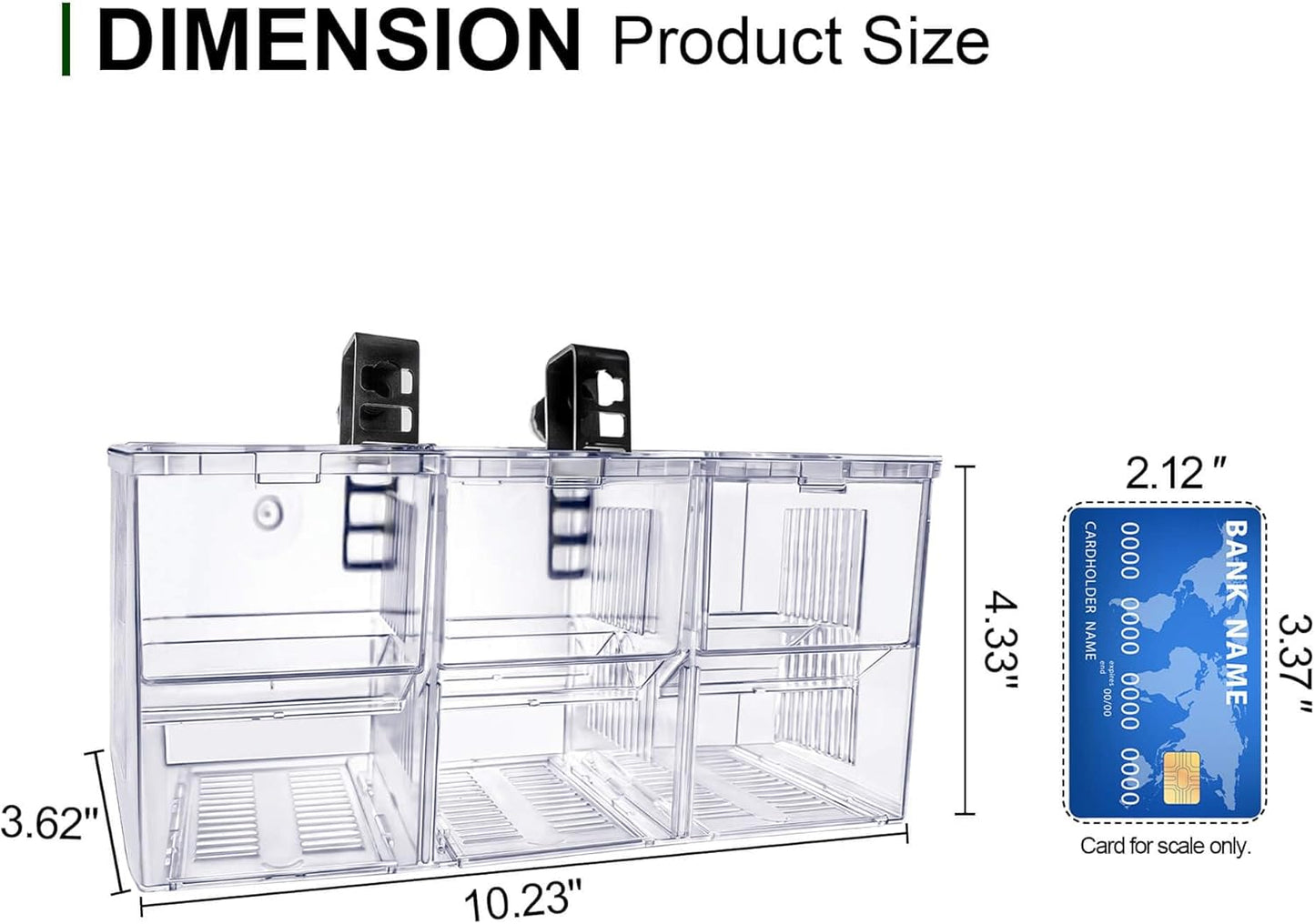 Triple-Chamber Aquarium Fish Breeder & Isolation Box, Transparent Hatching Incubator Tank with Suction Cups & Hook, Nursery for Livebearer Guppy Fry Breeding and Betta Fish, Shrimp Quarantine