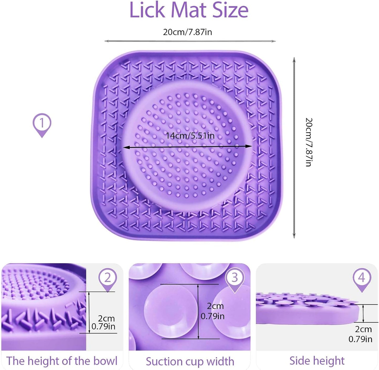 Dog Lick Bowl Mat Purple, Anxiety Relief Lick Mat for Pets, Silicone Slow Feeder Mat, Dishwasher Safe - Collapsible Dog Water Bowl