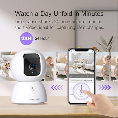 5G Security Camera Indoor, 3K Pet/Dog Camera with Speaker/Phone App, PTZ WiFi Baby Monitor Cameras for Home Security, 0-Glow Night Vision 2-Way Talk, AI Tracking Facial Recognition Time Lapse