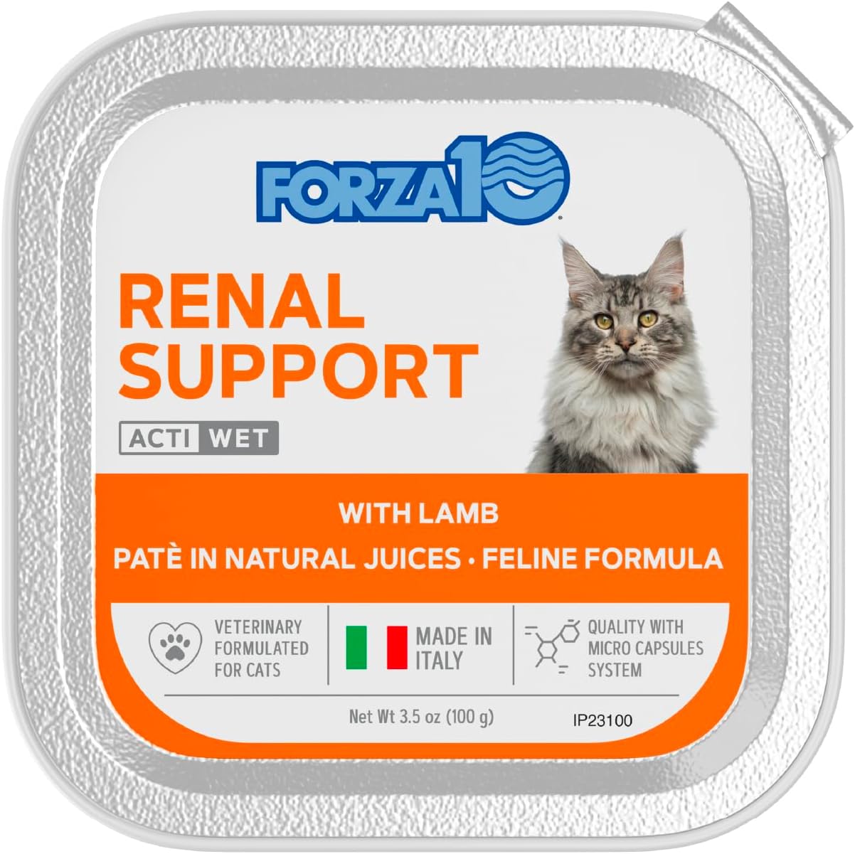 Forza10 - Cat Food, Vet-Formulated Renal Wet, Non GMO, Kidney Care Food with Lamb Flavor, Crafted for Adults, Made in Italy (3.5 oz, 12 Pack)