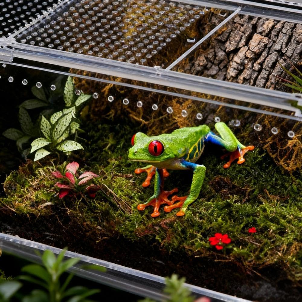 20x15x10cm Reptile Terrarium,Small Plastic Terrarium for Lizards Frogs Snakes,Transparent Spider Scorpion Insect Enclosure with Ventilation,for Pet Breeding Molting and Isolation Habitat