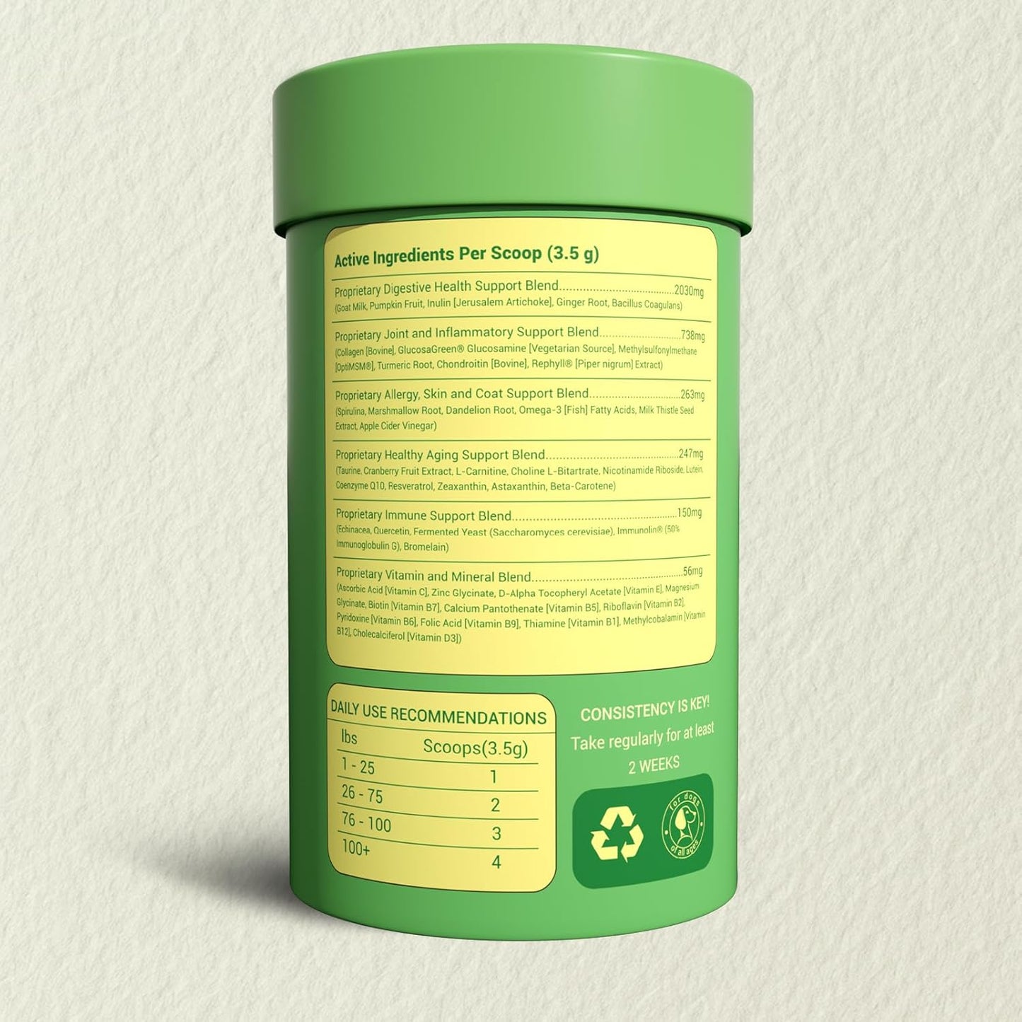 Dog Multivitamin Powder with Chondroitin, Omega 3 & Probiotics - 45-in-1 Daily Vitamins and Supplements for Dogs to Support Joint, Immune System, Digestive Health, Skin & Coat - 8.8 oz