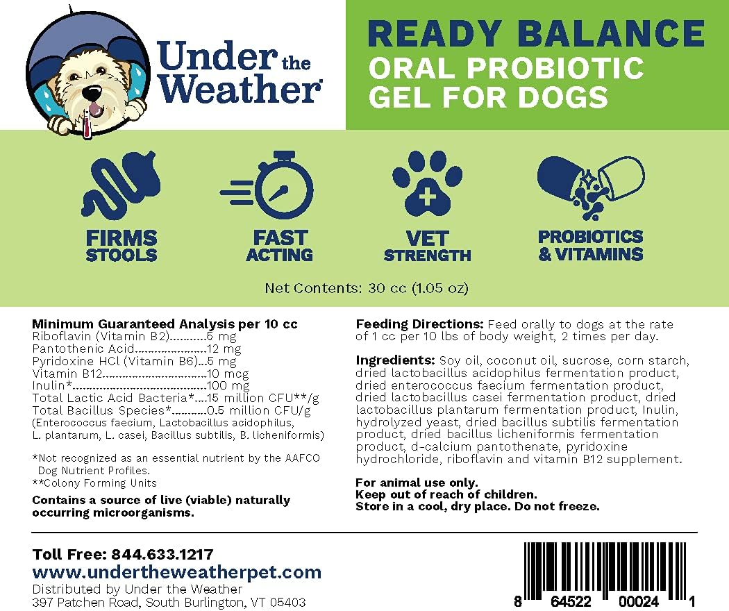 Under the Weather Pet | Ready Balance for Dogs | Oral Probiotic and Prebiotic Gel