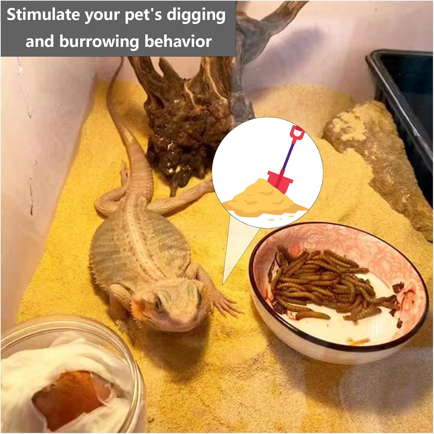 BNOSDM Reptile Sand Bearded Dragons Substrate Sands Lizard Terrarium Bedding Desert Blend for Snakes Geckos Chameleon Tortoise Frogs Scorpion Invertebrates Amphibian 2.2lb (Yellow)