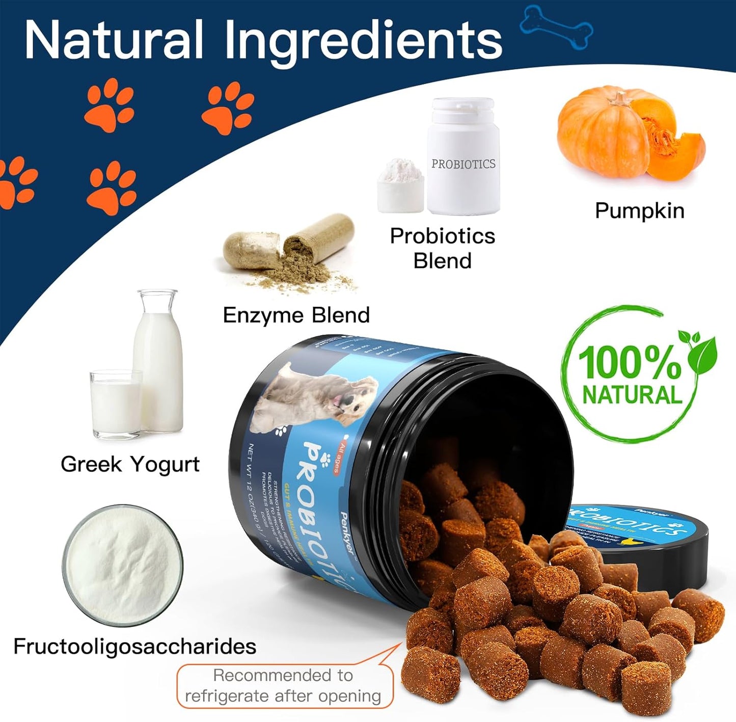 Probiotics for Dogs, Dog Probiotics for Yeast, Itchy Skin and Itchy Ears, Digestive Enzymes with Prebiotics for Digestive Health, Probiotic Chews for Dogs Support Immunity Health - (Chicken 240 Ct)