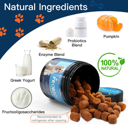 Probiotics for Dogs, Dog Probiotics for Yeast, Itchy Skin and Itchy Ears, Digestive Enzymes with Prebiotics for Digestive Health, Probiotic Chews for Dogs Support Immunity Health - (Chicken 240 Ct)